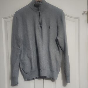 Men's Gray Quarter-zip Pullover Sweater Size L
